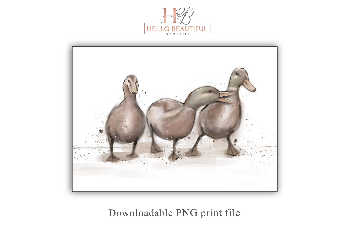 Watercolour Ducks Print, Digital Download, Duck Nursery Wall Art, Duck Wall Art, Waddling Ducks, Nursery Decor, Wall Decor, Downloadable