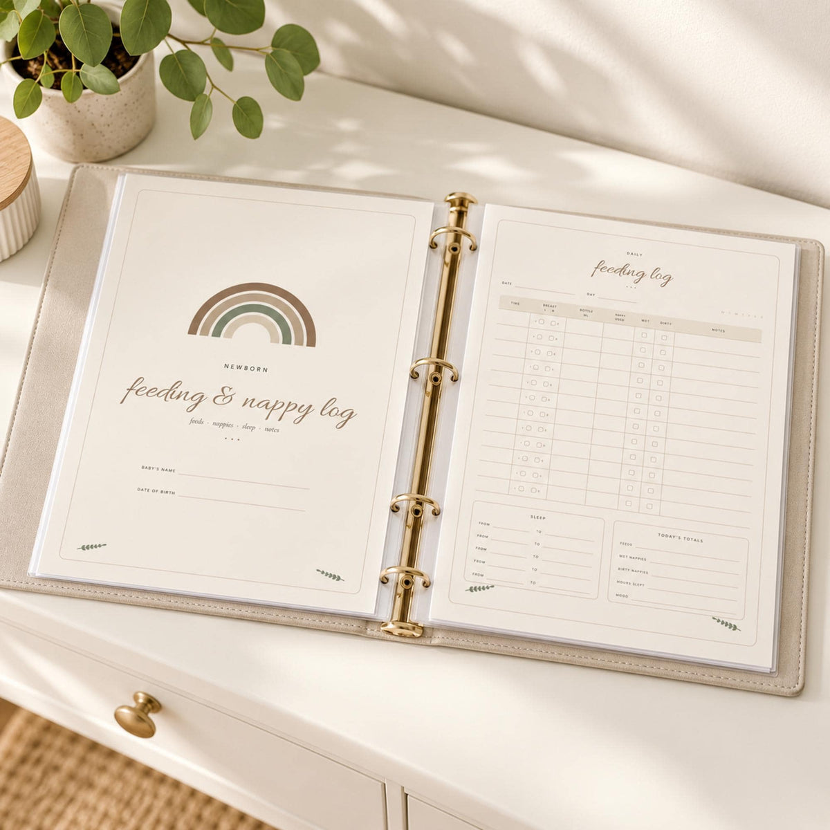 Newborn Feeding Log Printable, Baby Nappy Tracker, Breastfeeding and Bottle Log, Baby Sleep Tracker, New Mum Planner A4 and US Letter