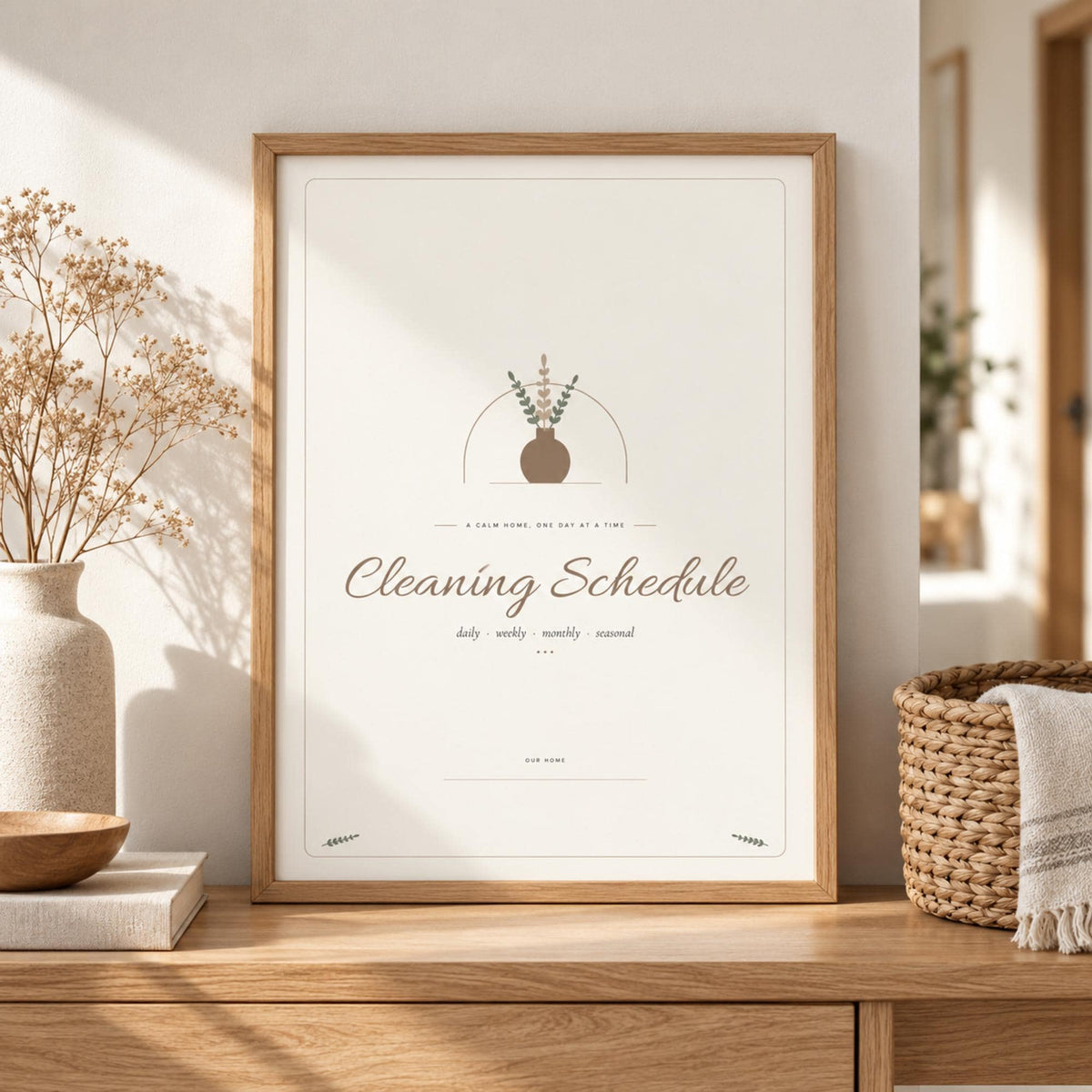 Cleaning Schedule Printable, Minimalist Weekly Cleaning Checklist, Daily Monthly Deep Clean, Family Chore Chart, A4 US Letter PDF