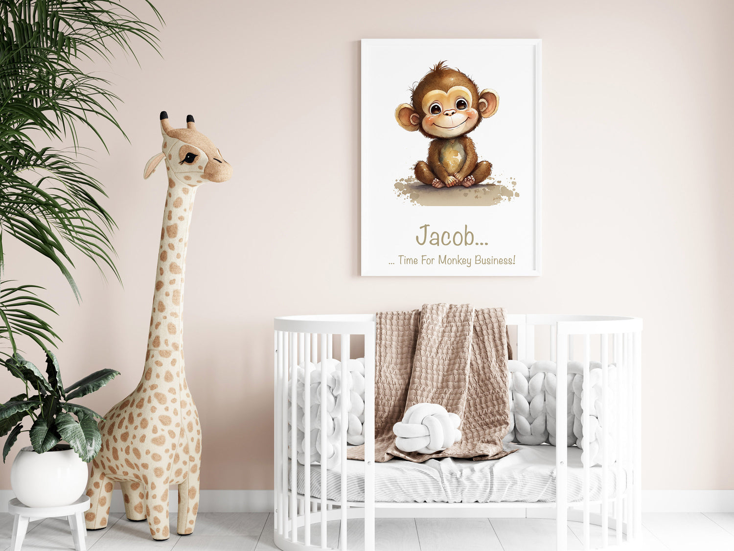 Cheeky Monkey Personalised Nursery Print Cute Nursery Decor Baby Shower Gift Cute Animal Print Nursery Wall Art Baby Monkey Gift New Born