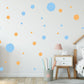 Blue and Orange Rustic Spots Wall Stickers, Nursery Wall Stickers, Polka Dot Wall Stickers, Removable Stickers Wall, Boho Playroom Decor