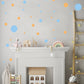 Blue and Orange Rustic Spots Wall Stickers, Nursery Wall Stickers, Polka Dot Wall Stickers, Removable Stickers Wall, Boho Playroom Decor