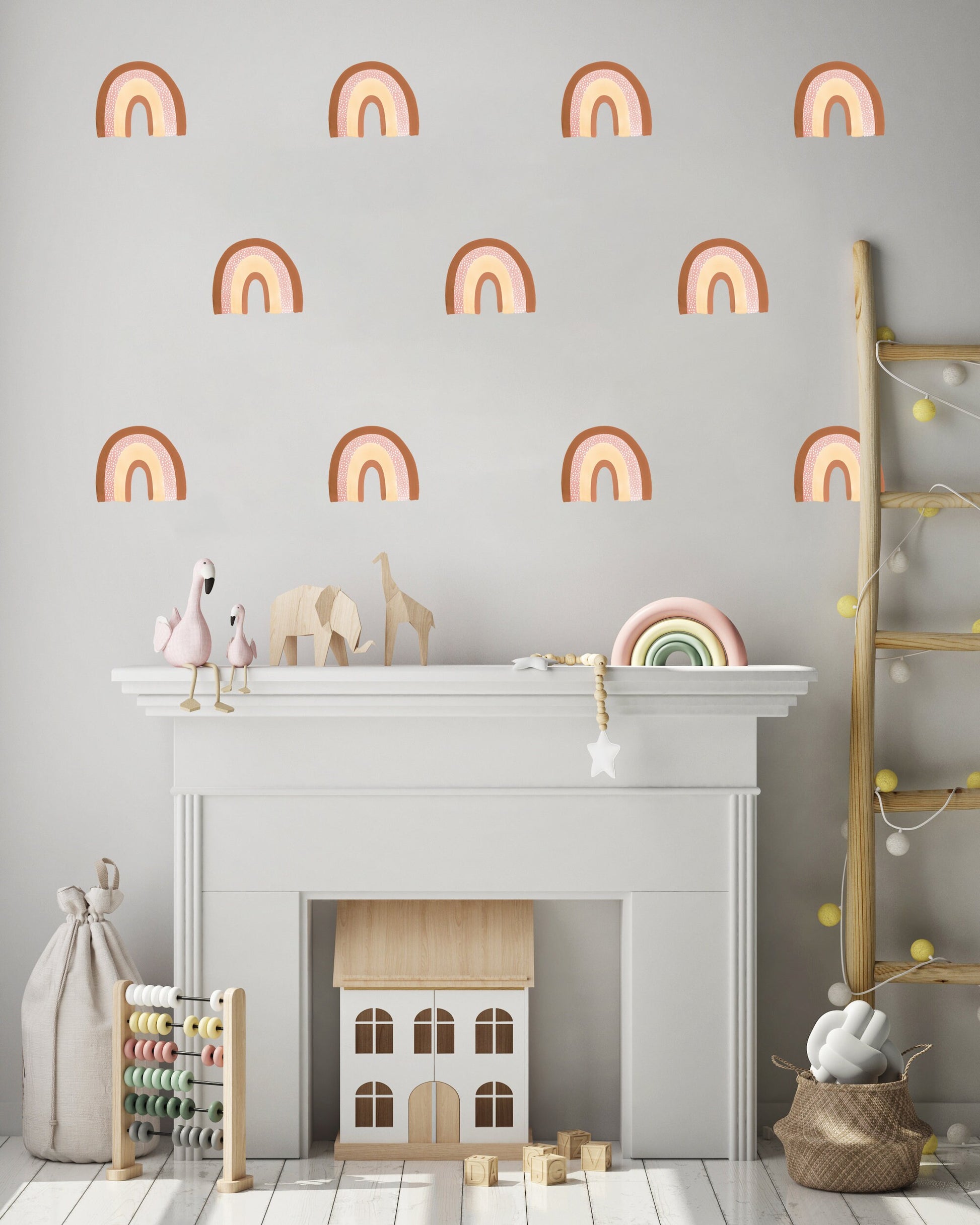 Boho Rainbow Wall Decal Rainbow Nursery Wall Decor Baby Room Wall Sticker
