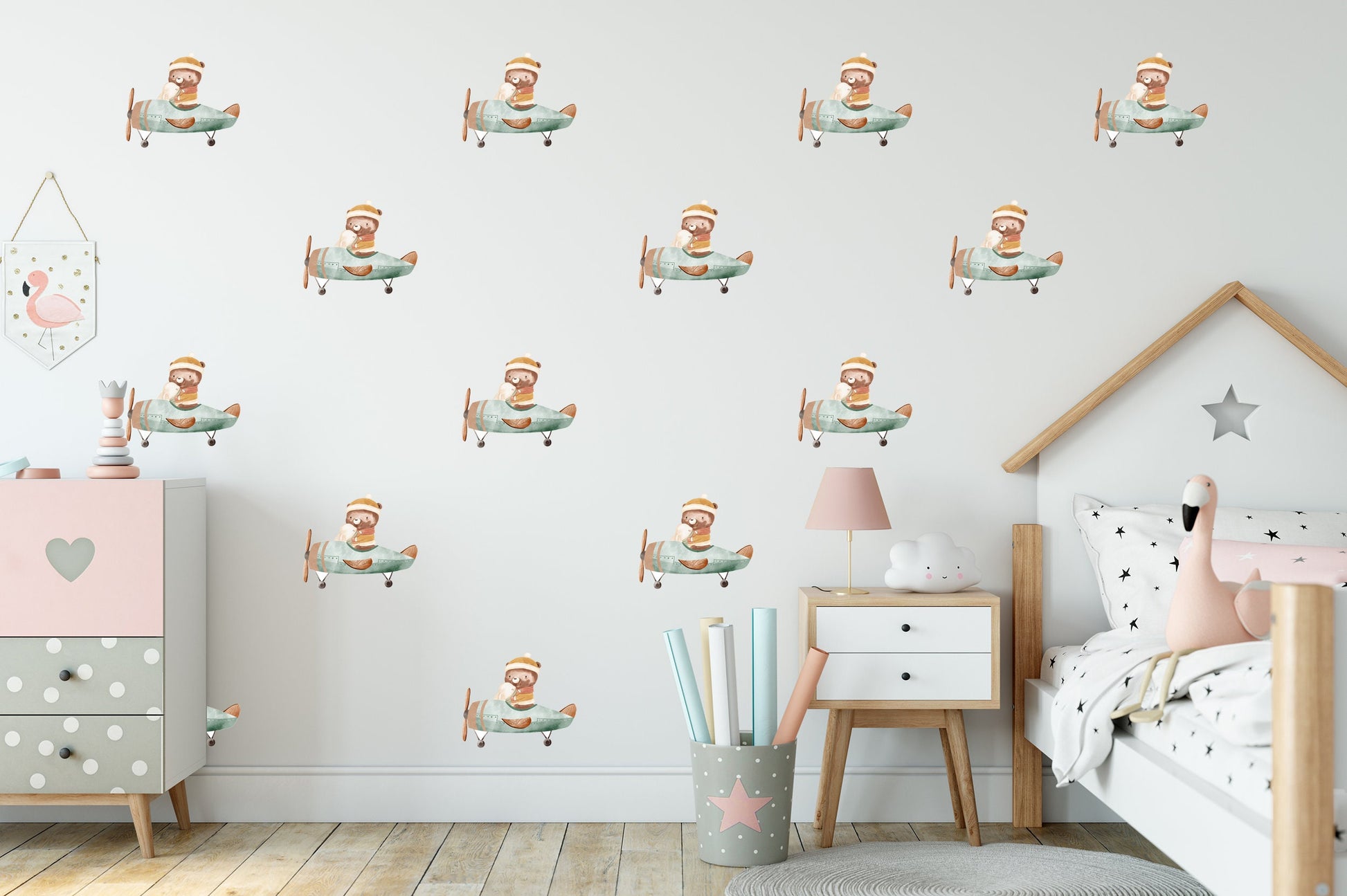 Flying Plane Sticker Nursery Decor Playroom Wall Sticker Nursery Wall Decal