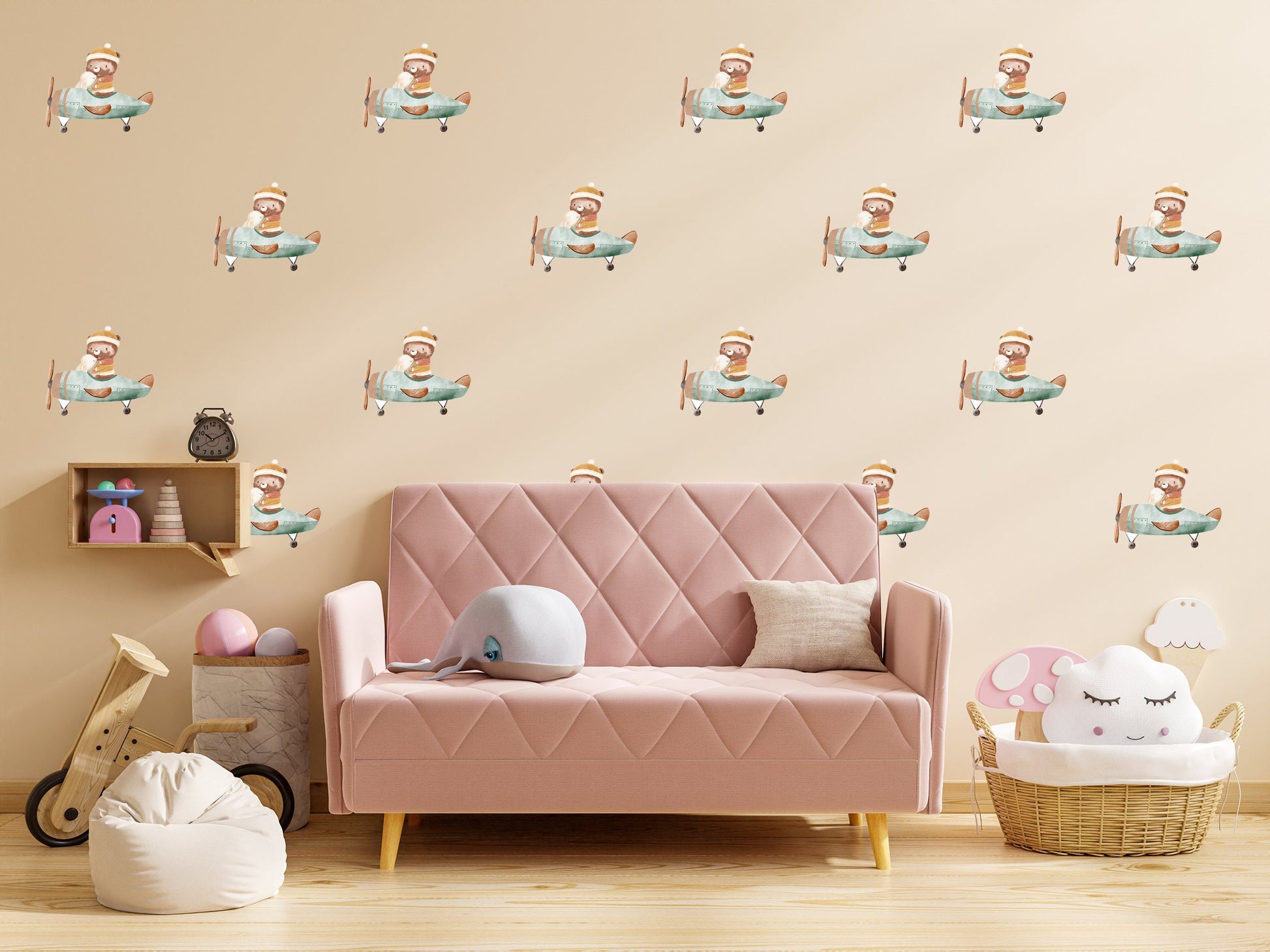 Flying Plane Sticker Nursery Decor Playroom Wall Sticker Nursery Wall Decal