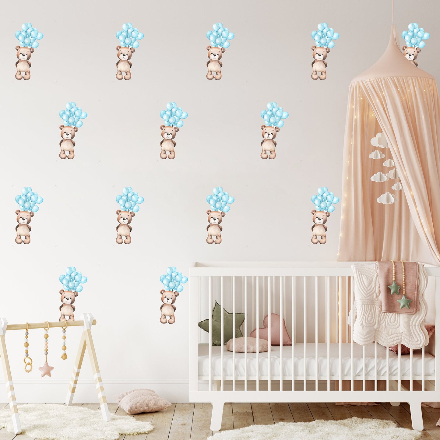 Teddy Bear Air Balloon Wall Sticker Nursery Wall Sticker Teddy Bear Wall Decal Nursery Decor