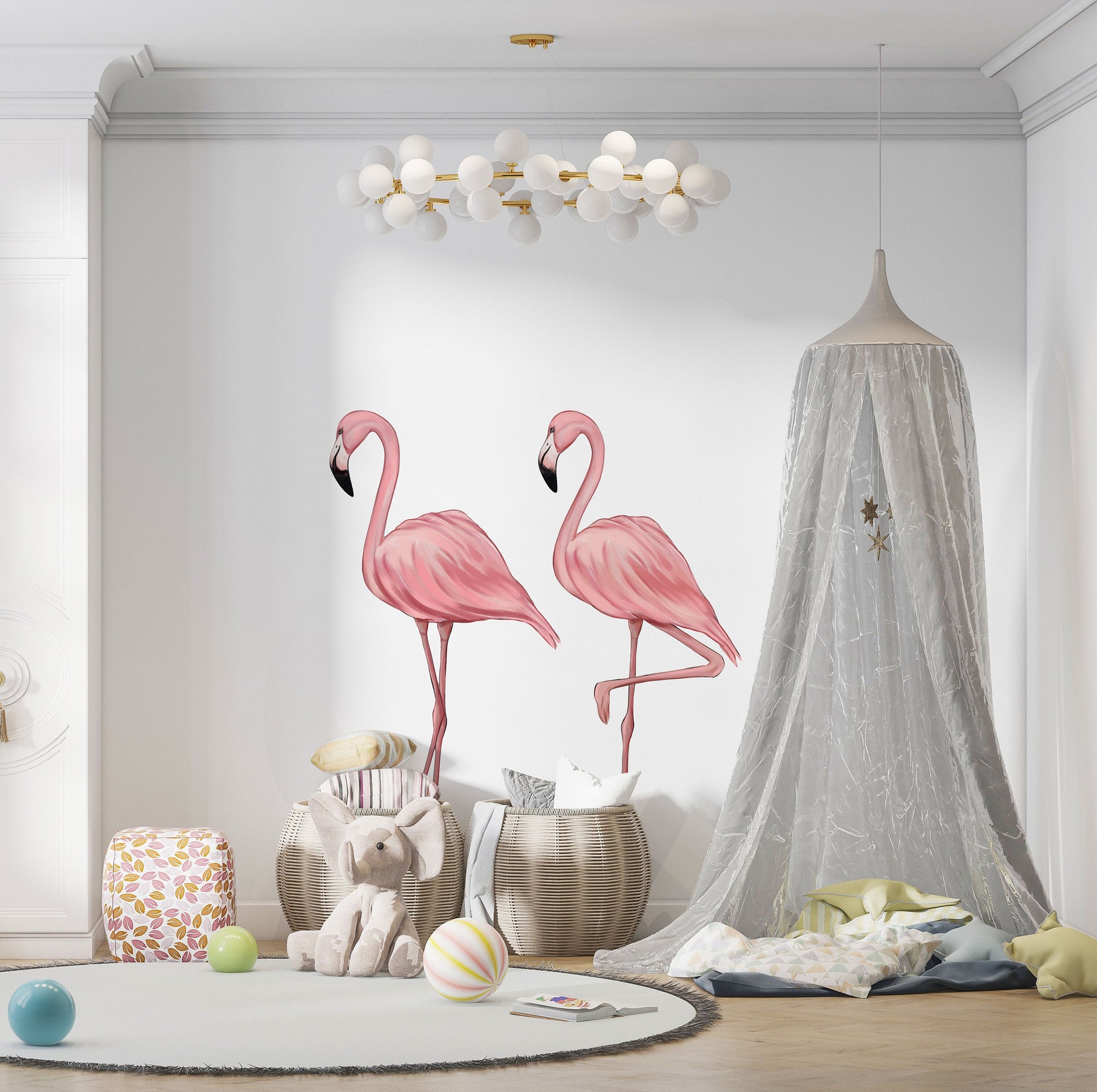 Pink Nursery Decor Pink Flamingo Wall Decal Large Flamingo Sticker