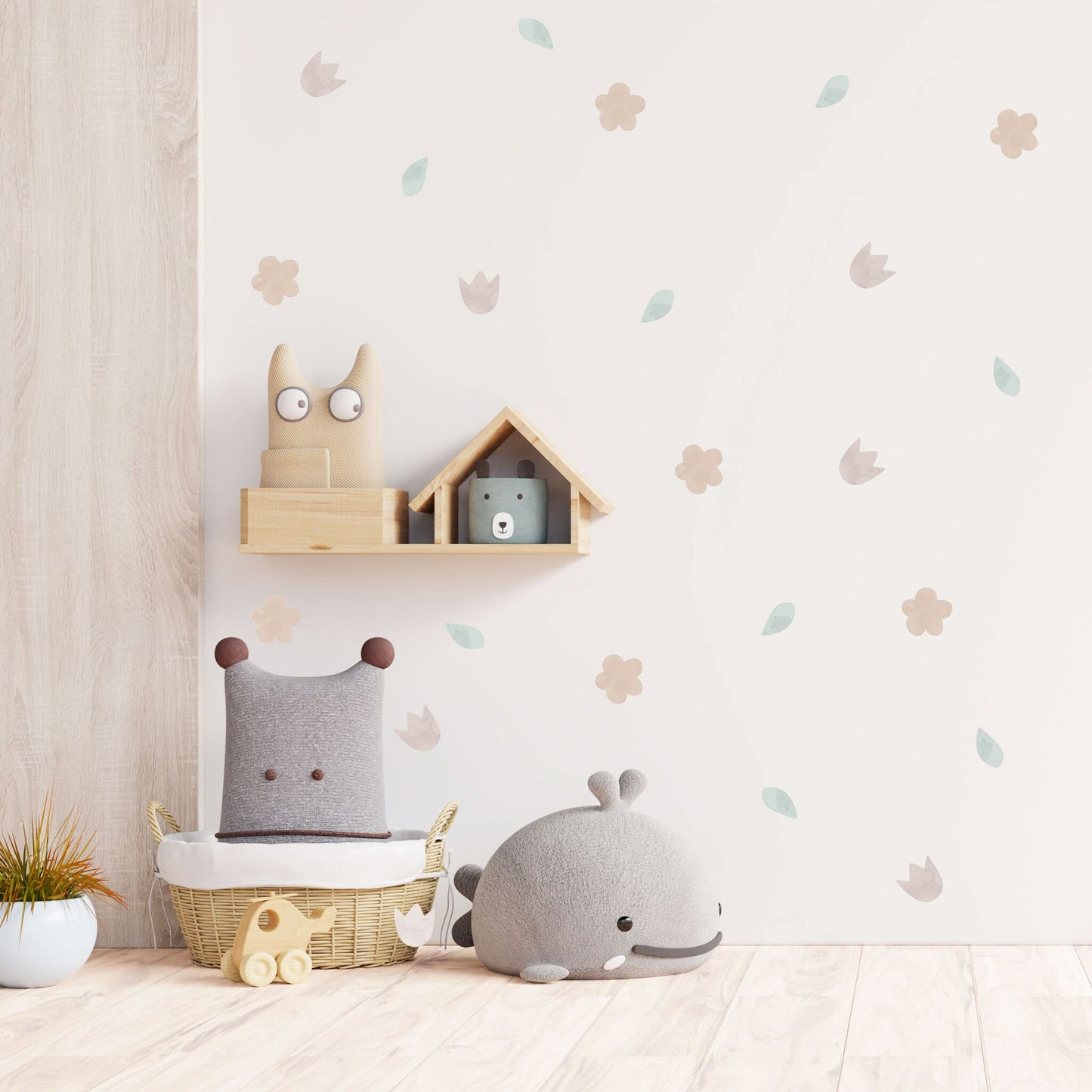 Soft Floral Wall Sticker Flower Wall Decal   Flower Wall Sticker Boho Floral Wall Decal
