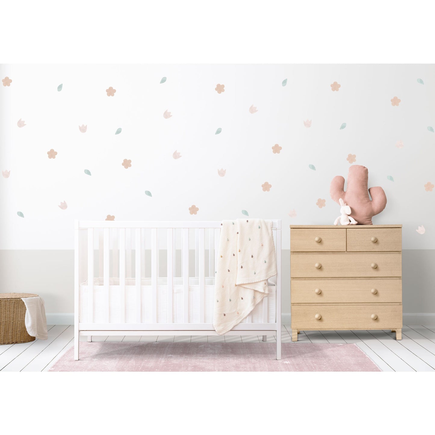 Soft Floral Wall Sticker Flower  Boho Floral Wall Decal