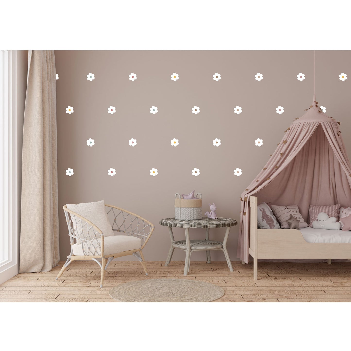 Daisy Wall Decal Floral Wall Sticker Girl Bedroom Decor Nursery Wall Decal