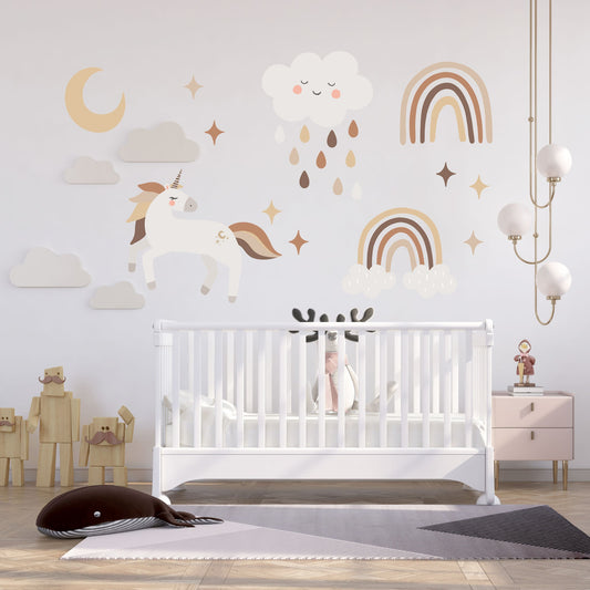 Boho Unicorn Wall Wall Decal Nursery Unicorn Decal  Playroom Sticker Mural Nursery Unicorn