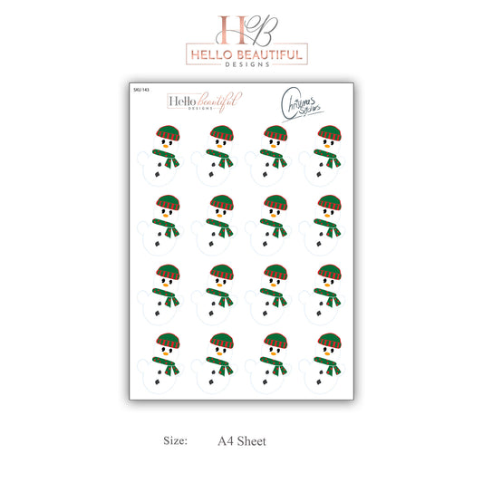 Christmas sticker sheet, Snowman, perfect for gift decorations and festive crafts
