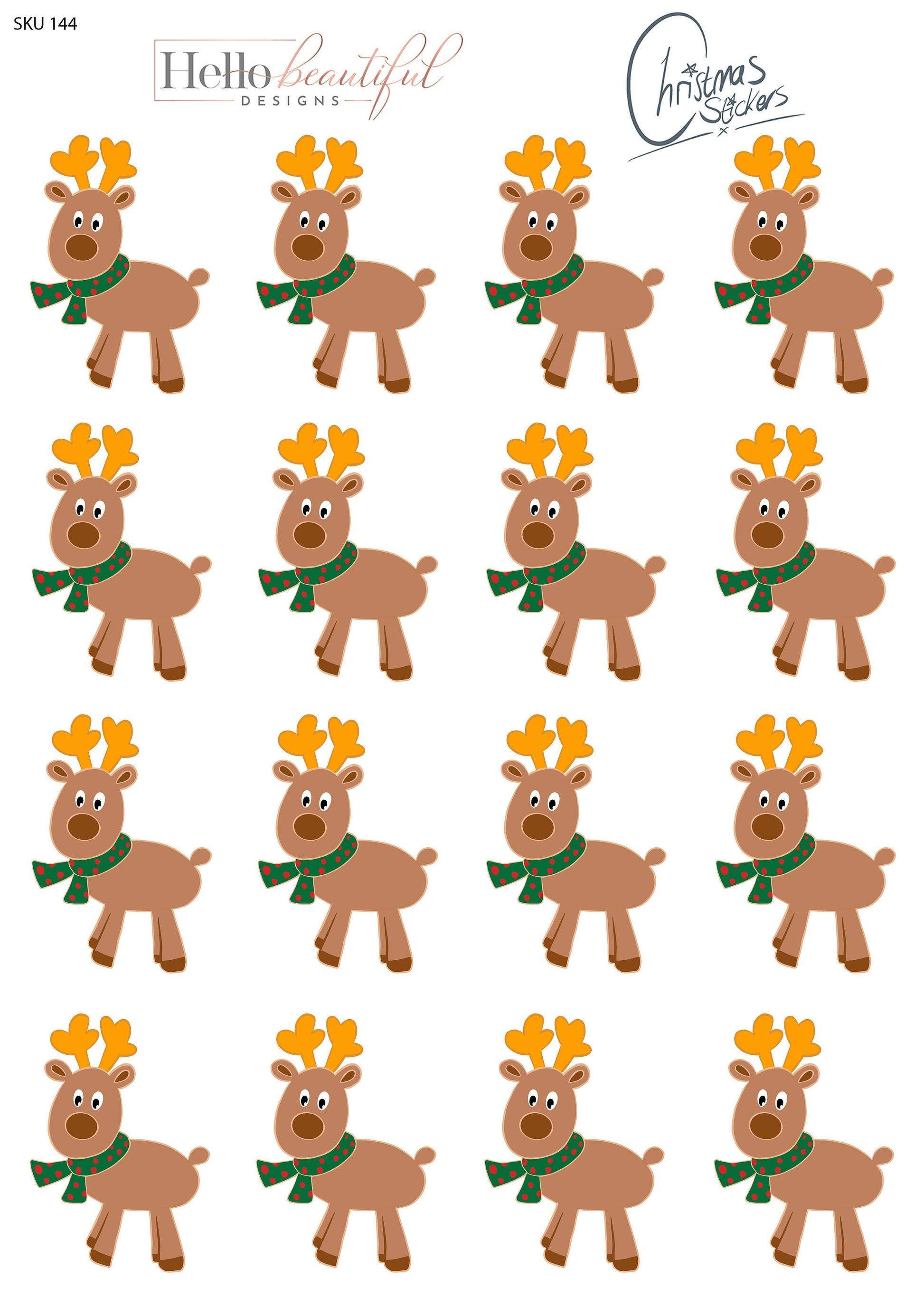 Christmas sticker sheet, Reindeer, perfect for gift decorations and festive crafts