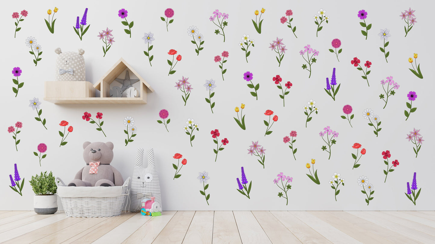 Flower Wall Sticker Wildflower Girl Bedroom Nursery Wall Sticker Flower Decal
