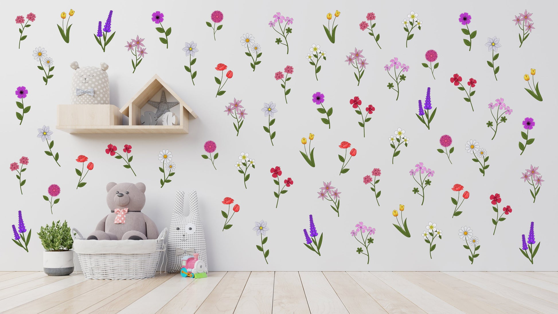 Flower Wall Sticker Wildflower Girl Bedroom Nursery Wall Sticker Flower Decal