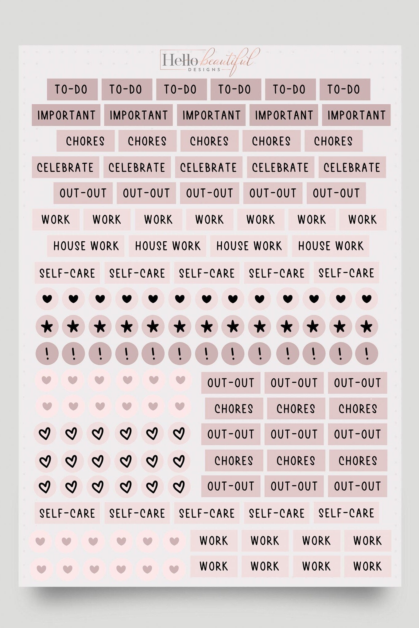 Pink Planner Sticker Sheet Todo Sticker Sticker Journal Sticker Sticker Sticker Kit