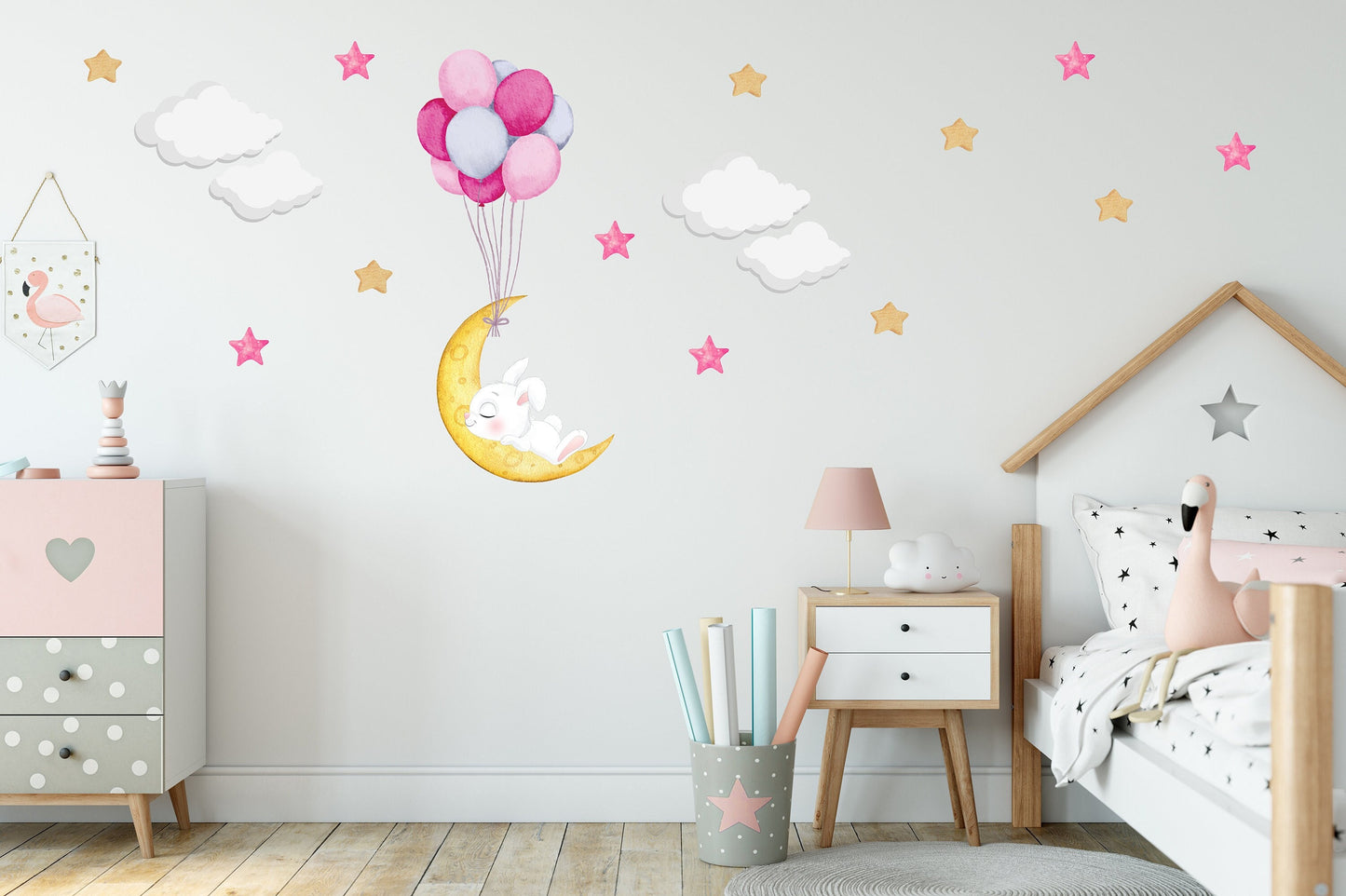 Sleeping Bunny Moon Wall Sticker Nursery Wall Stickers
