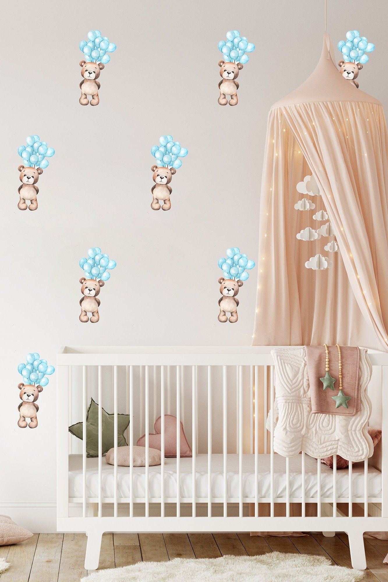 Teddy Bear Air Balloon Wall Sticker Nursery Wall Sticker Teddy Bear Wall Decal Nursery Wall Decal Teddy Bear Wall Sticker Cute Nursery Decor
