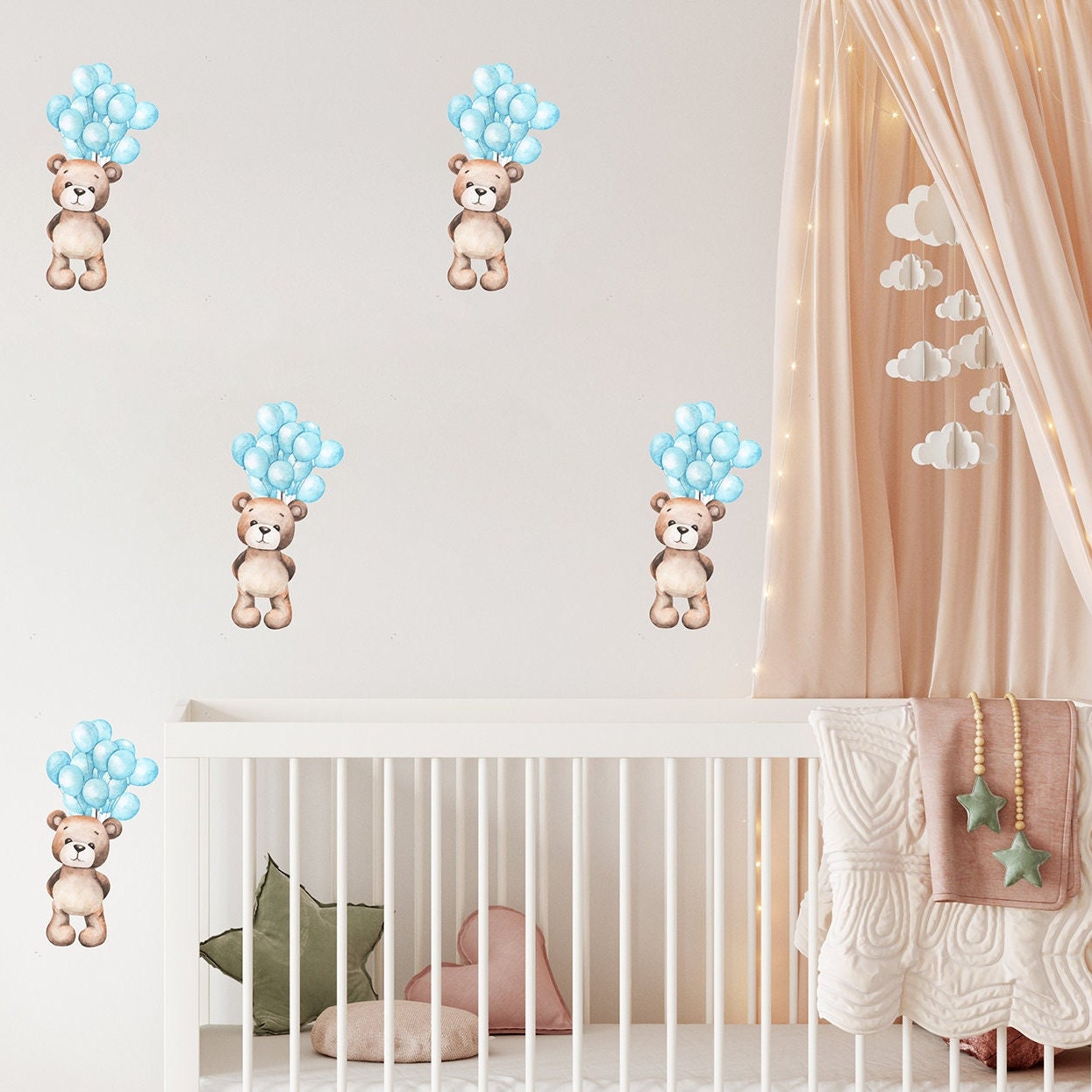 Teddy Bear Air Balloon Wall Sticker Nursery Wall Sticker