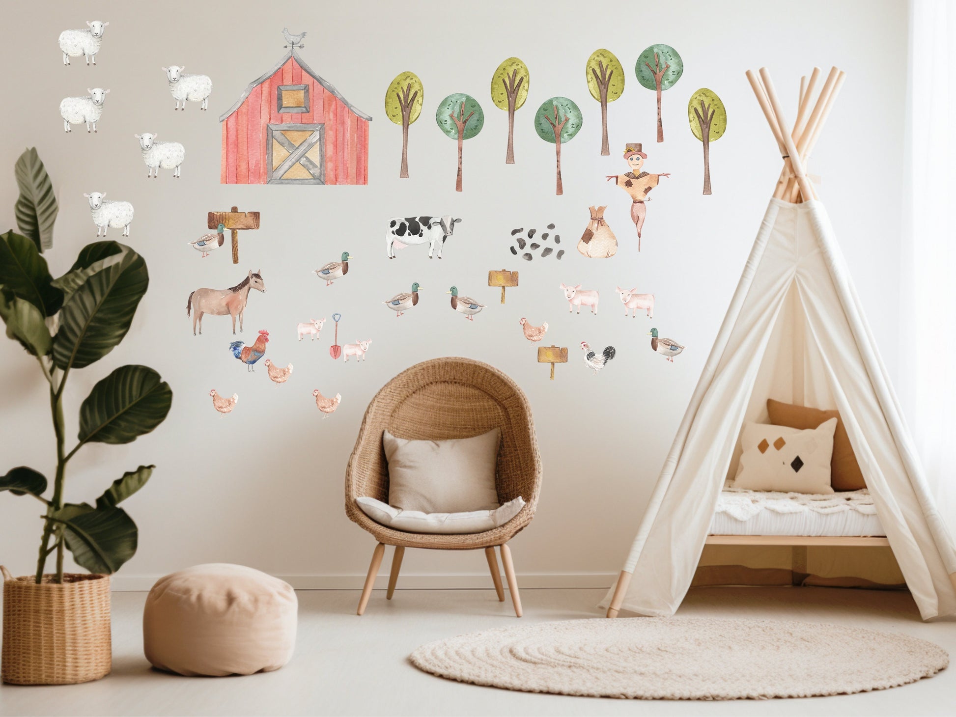 Farm Yard Wall Stickers Decals Farm Nursery Wall Stickers Farm  Shower Gift Farmyard Decor
