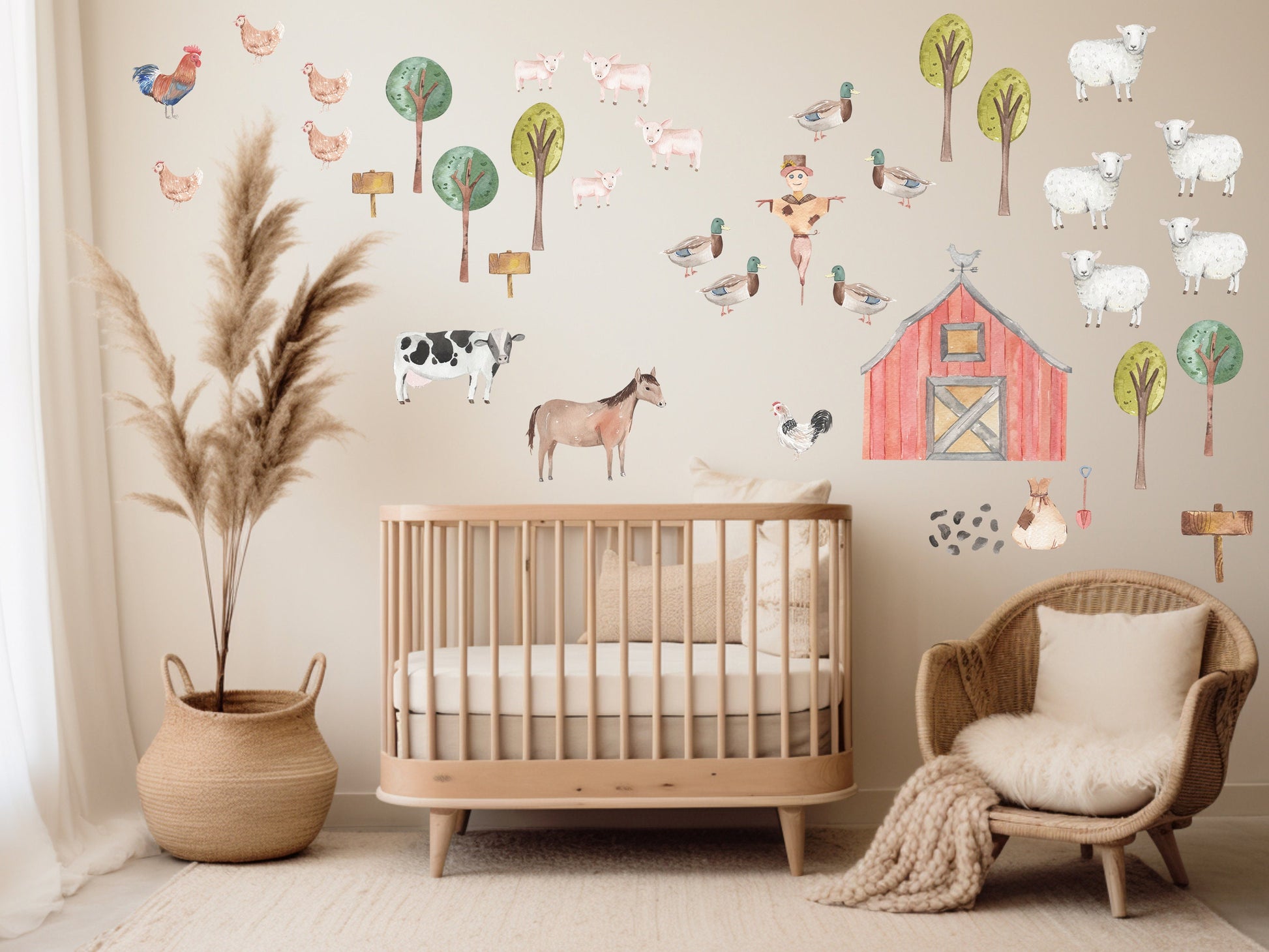 Farm Yard Wall Stickers Barn House Decal Farm Animal Decals