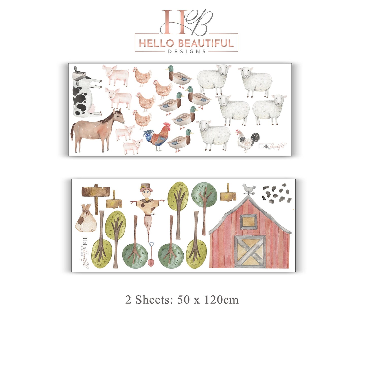 Farm Yard Wall Stickers Barn House Decal Farm Animal Decals Farm Nursery Wall Stickers Farm Nursery Decor Baby Shower Gift Farmyard Decor