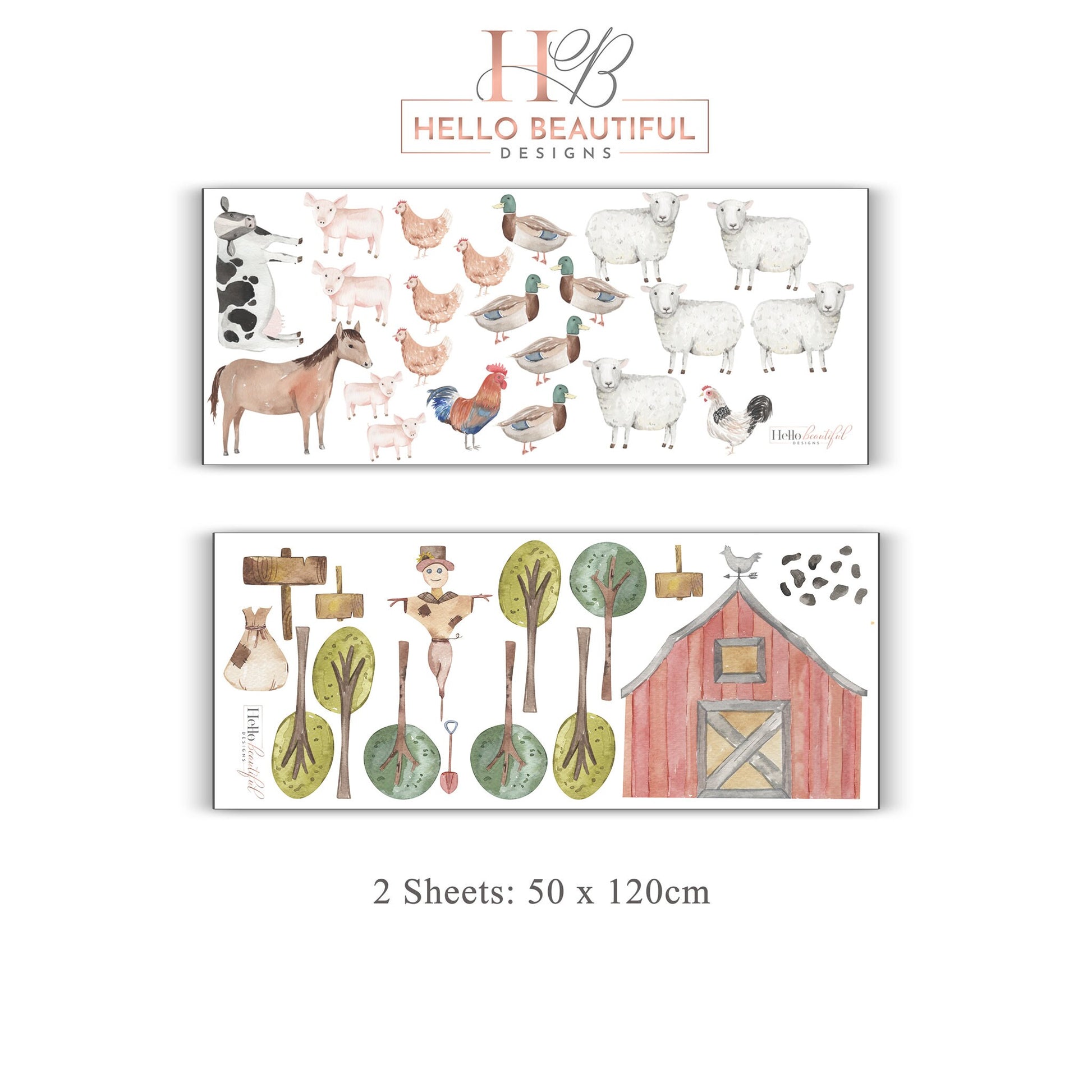 Farm Yard Wall Stickers Barn House Decal Farm Animal Decals Farm Nursery Wall Stickers Farm Nursery Decor Baby Shower Gift Farmyard Decor