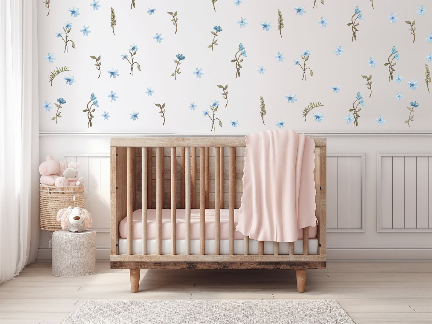 Wildflower Wall Boho Flower Wall Art Floral Wall Decal Girls Removable Flower Wall Sticker