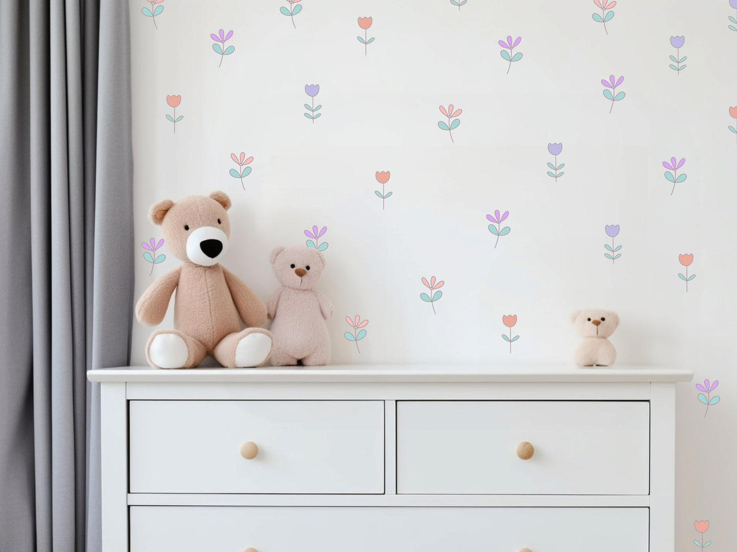 Wildflower Wall Decal Floral Nursery Decor Boho Flower Wall Art Floral Wall Decal Girls Bedroom Decor Reusable Removable Flower Wall Sticker