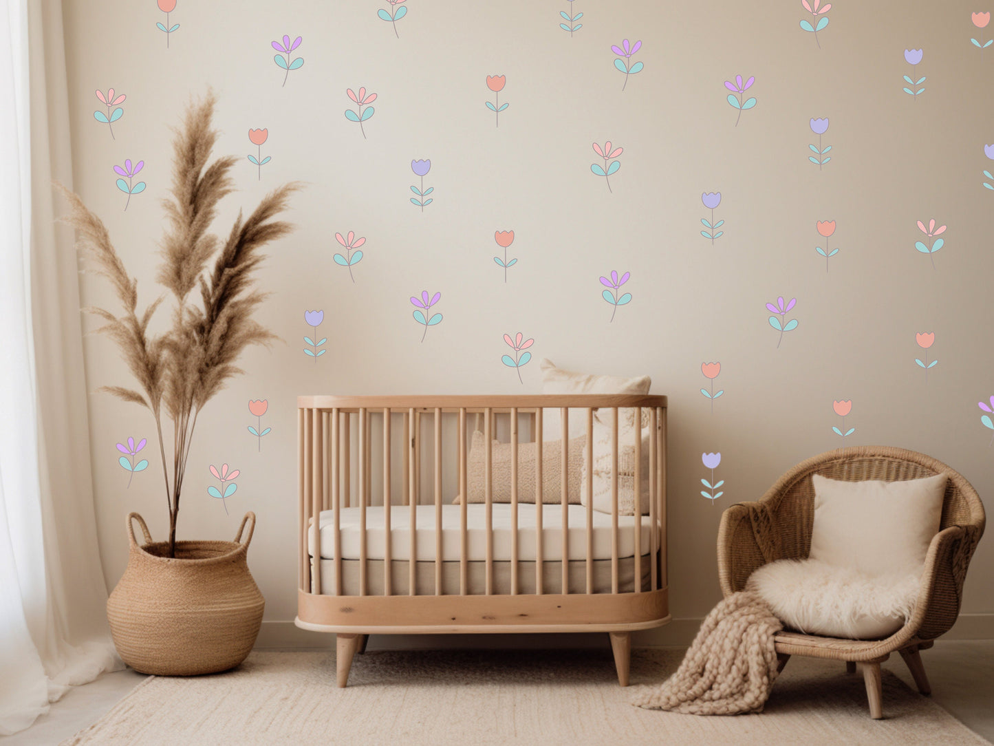 Girls Bedroom Decor Girl Wall Sticker Kids Room  Floral Wall