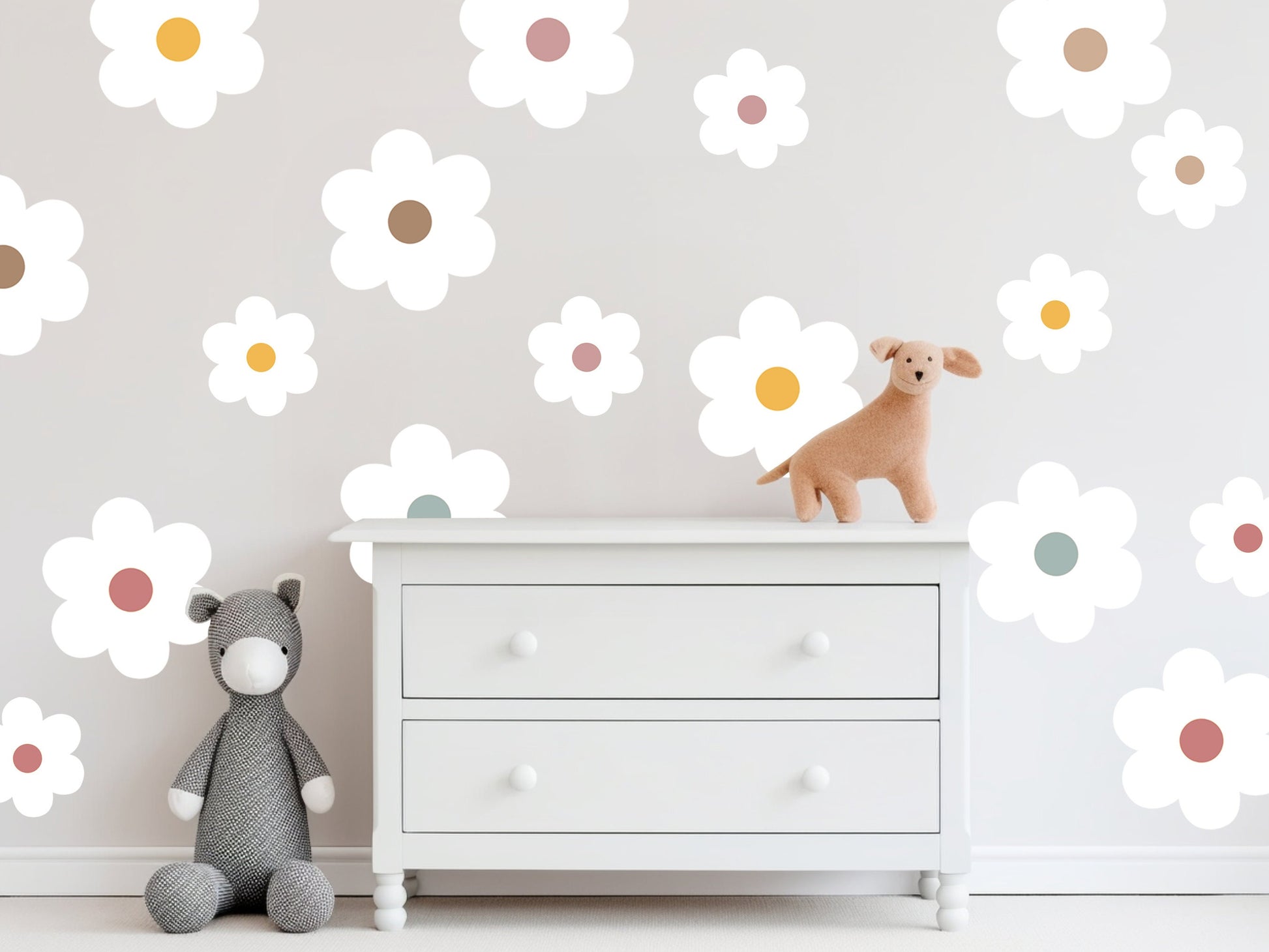Floral Decor Flower Wall Stickers Kids Room Decor Neutral Boho Nursery Decor