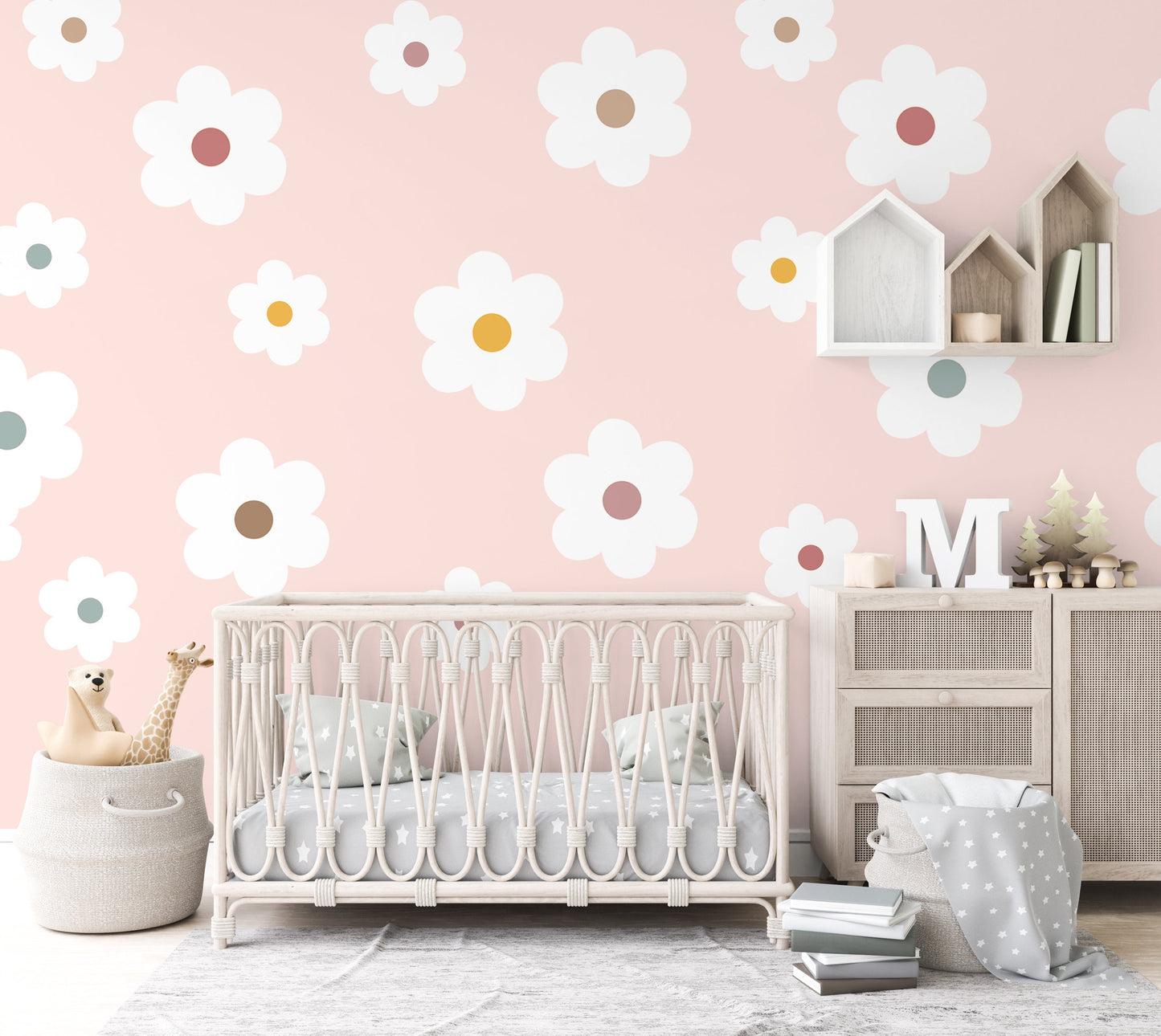 Mix Sizes Boho Floral Decor Flower Wall  Room Decor Neutral Boho Boho Pastel Daisy