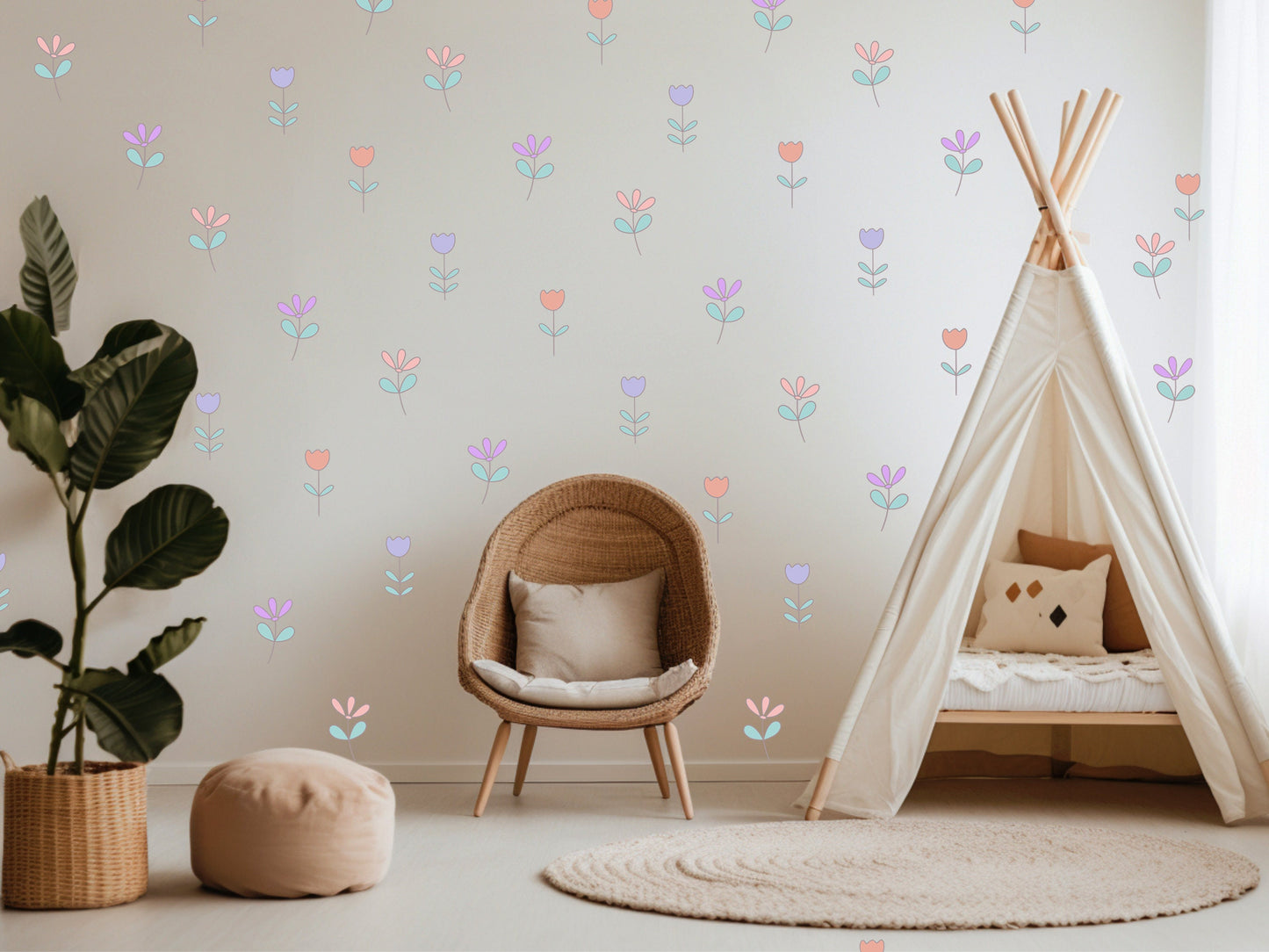 Girl Wall Sticker Kids Room  Floral Wall Sticker Girl Nursery Decor Wall Decals