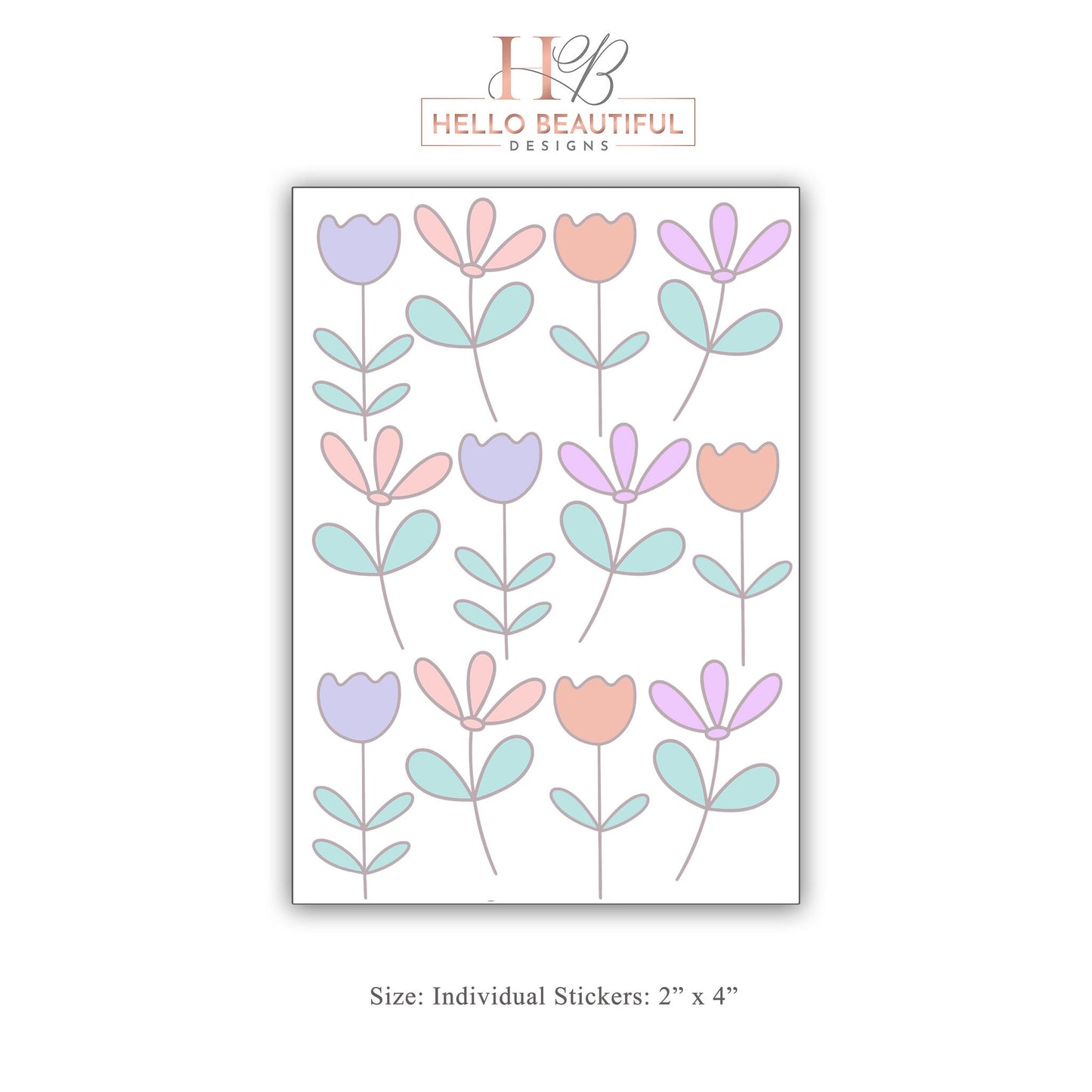 Wildflower Wall Decal Floral Nursery Decor Boho Flower Wall Art Floral Wall Decal Girls Bedroom Decor Reusable Removable Flower Wall Sticker