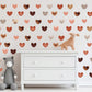 Boho Heart Wall Decals Set, Neutral Tones + Unique Patterns, Removable Nursery & Kids Room Decor