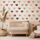 Boho Heart Wall Decals Set, Neutral Tones + Unique Patterns, Removable Nursery & Kids Room Decor