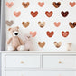Boho Heart Wall Decals Set, Neutral Tones + Unique Patterns, Removable Nursery & Kids Room Decor
