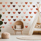 Boho Heart Wall Decals Set, Neutral Tones + Unique Patterns, Removable Nursery & Kids Room Decor