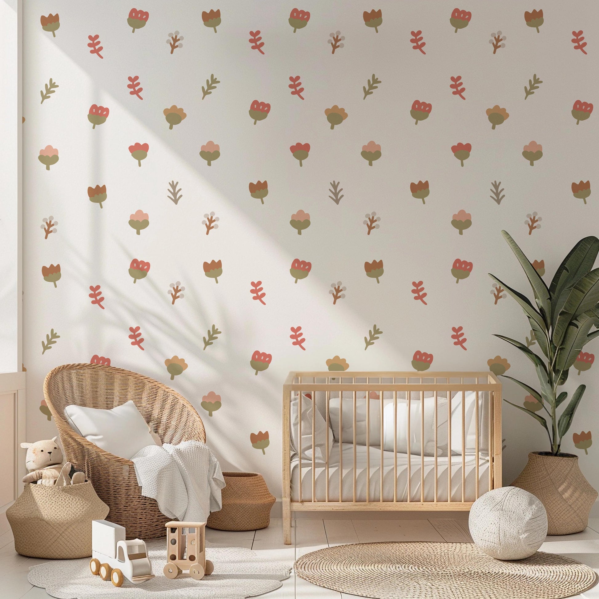 Boho Floral Flower Wall Stickers: Nursery & Kids Room Decor for girls and boys