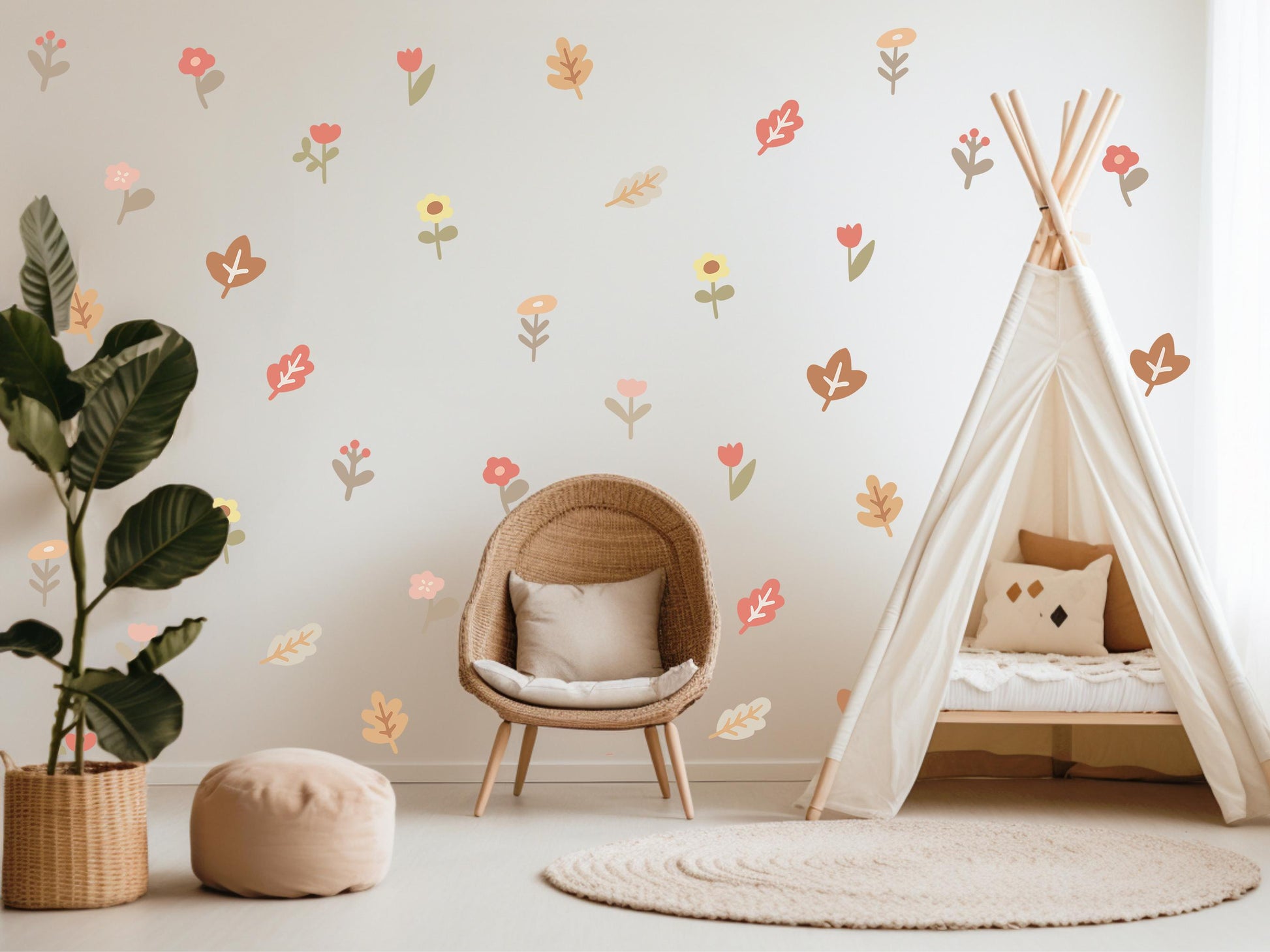 Boho Floral Flower Wall Stickers: Nursery & Kids Room Decor ideas