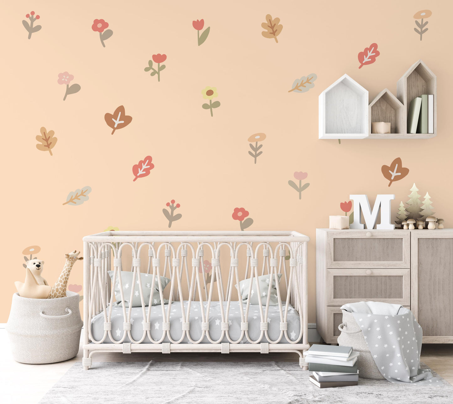 Boho Floral Flower Wall Stickers: Nursery & Kids Room Decor ideas