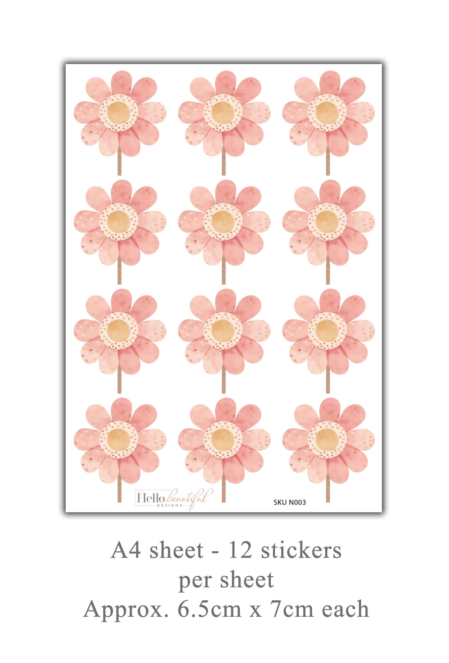 Boho Flower Nursery Wall Stickers, Pink Floral Decals, Girls Room Decor (A4 Sample)