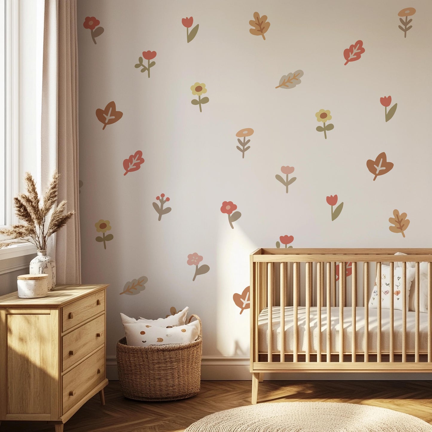 Boho Floral Flower Wall Stickers: Nursery & Kids Room Decor ideas