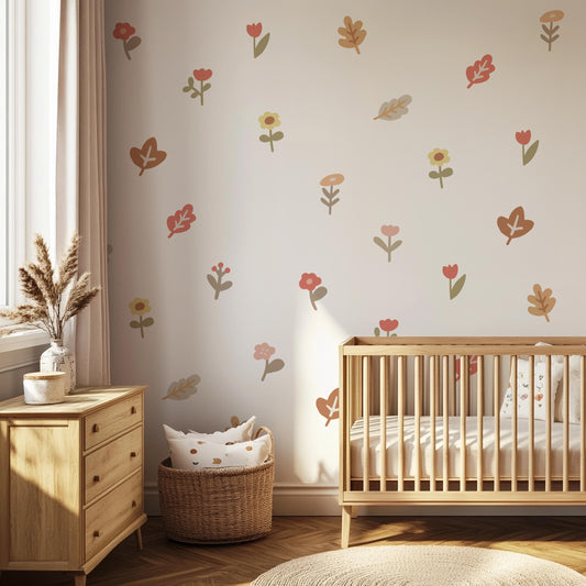 Boho Floral Flower Wall Stickers: Nursery & Kids Room Decor ideas