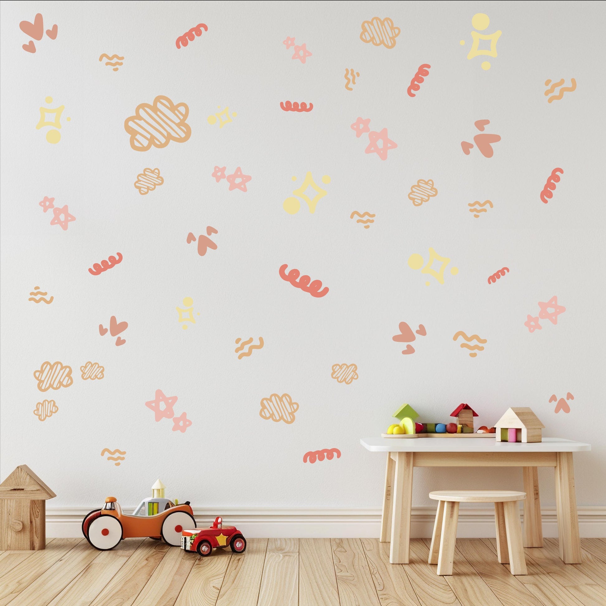 Boho Abstract Wall Decals for Nursery, Neutral Kids Room Stickers, Modern Peel and Stick Wall Decor, Playroom Wall Decals