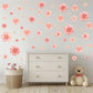 Pink Flower Wall Stickers, Floral Nursery Wall Decals, Boho Girls Bedroom Decor, Peel and Stick Flowers, Pink Nursery Decor