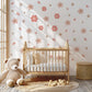 Boho Flower Wall Stickers, Pink Nursery Wall Decals, Floral Kids Room Decor, Peel and Stick Flowers, Girls Bedroom Stickers