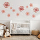 Pink Flower Wall Stickers, Floral Nursery Wall Decals, Boho Girls Bedroom Decor, Peel and Stick Flowers, Baby Room Wall Art