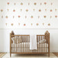 Boho Flower Wall Stickers for Nursery, Neutral Floral Wall Decals, Retro Flower Wall Decor, Baby Room Stickers, Scandinavian Nursery Decor