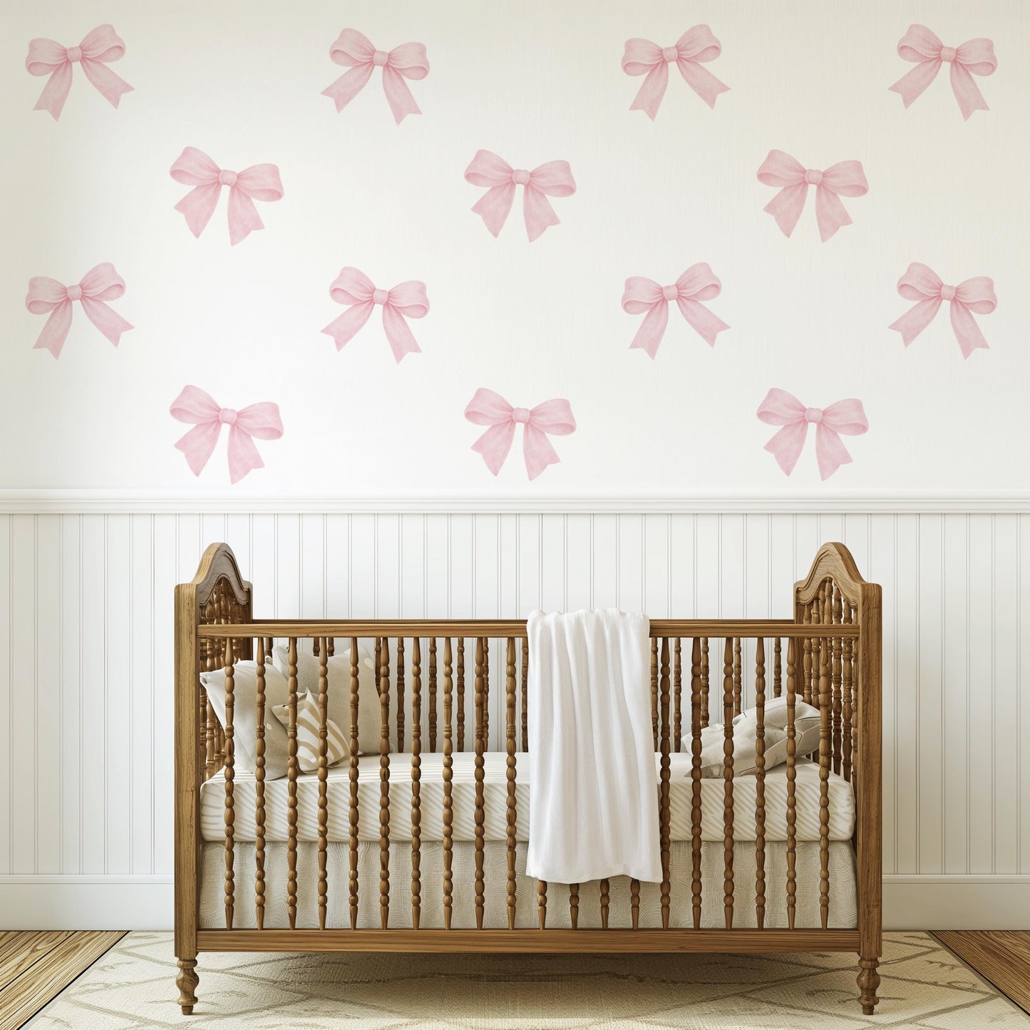 Pink Bow Wall Stickers for Girls Bedroom, Coquette Nursery Wall Decals, Bow Wall Decor, Baby Girl Nursery Stickers, Peel and Stick Bows
